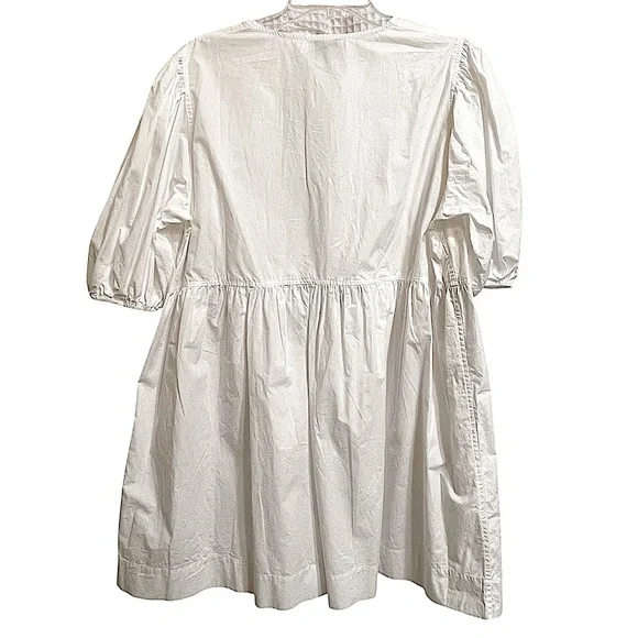 Ganni White Cotton Poplin Tie String Mini Dress Boho Beachy Size 44EU or 14US - Picture 6 of 13